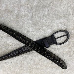 Black Leather Belt with Black Studs